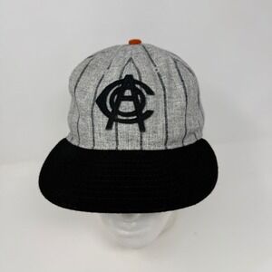 Ebbets Field Flannels Collegiate Baseball Cap Gray Pinstripe Black Brim Made USA